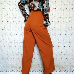 Retro 70s Vibes Burnt Orange Wide Leg Pants